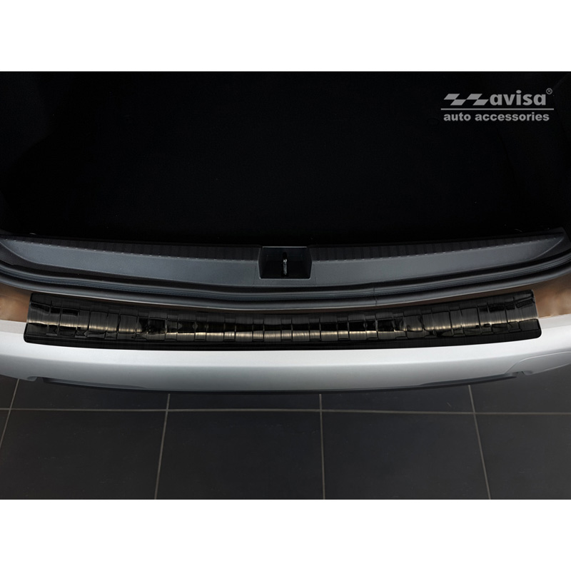 Protection de seuil arrière inox noir sur mesure pour Dacia Duster II 2018-2021 & FL 2021-2024 'Ribs'