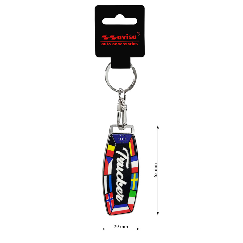 Porte-clés en acier inoxydable - Trucker/Flags
