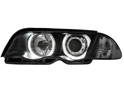 Phares pour les BMW E46 4 door 98-01. Angel Eyes noire