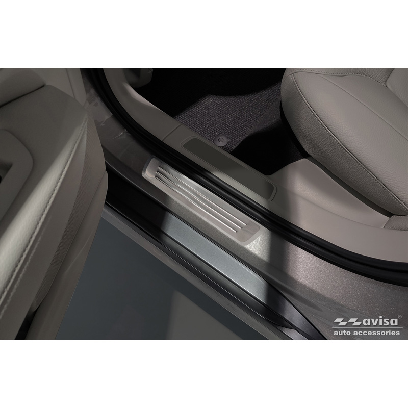 Seuils de portes inoxydable sur mesure pour Volvo V90 & V90 Cross Country 2016- - 'Lines' - 4-pièces