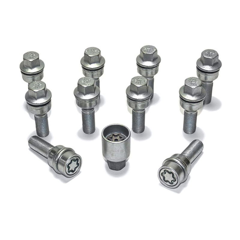 Jeu de Boulons de roue H&R sphérique avec cône mobile R14 M14x1.50 - Longueur 48mm - 10 pièces (p.e. sur mesure pour Audi Q3, Q5) - antivol de roue inclus