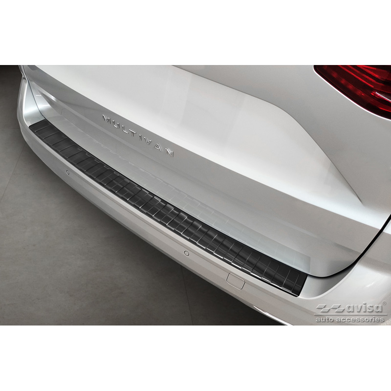 Protection de seuil arrière inox Noir sur mesure pour Volkswagen Multivan T7 2021- 'Ribs'