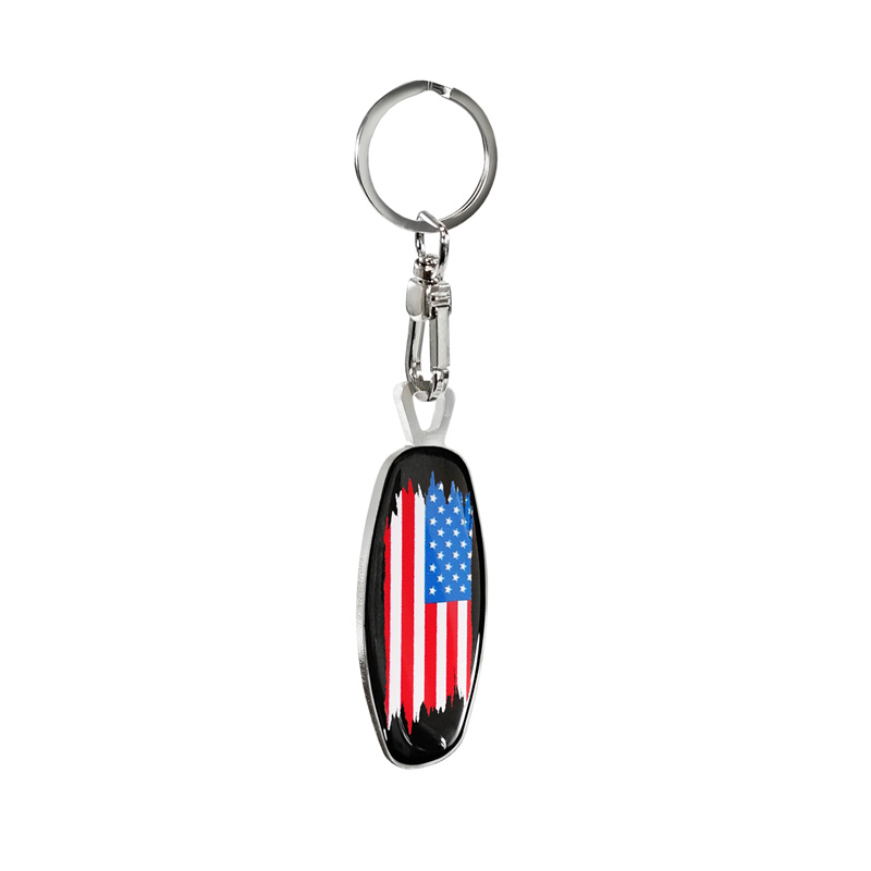 Porte-clés en acier inoxydable - Emblem/ Flag Star of David+USA