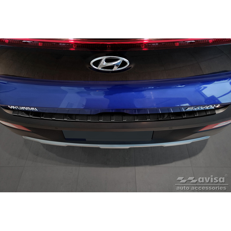 Protection de seuil arrière carboné 3D sur mesure pour Hyundai Bayon 2021- 'Ribs'