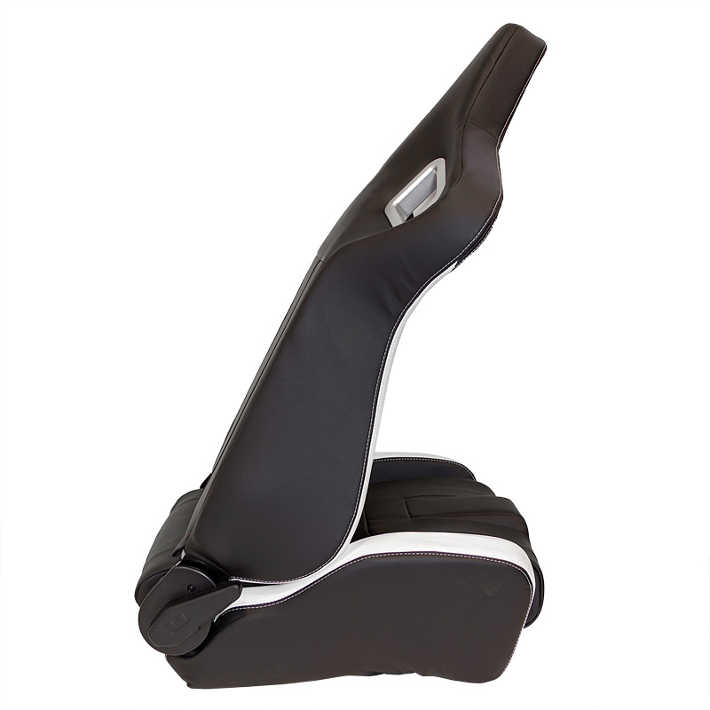 Siège baquet 'RS6-II' - Noir-Mattes/Simili Cuir Blanc - Dossier réglable - incl. glissières