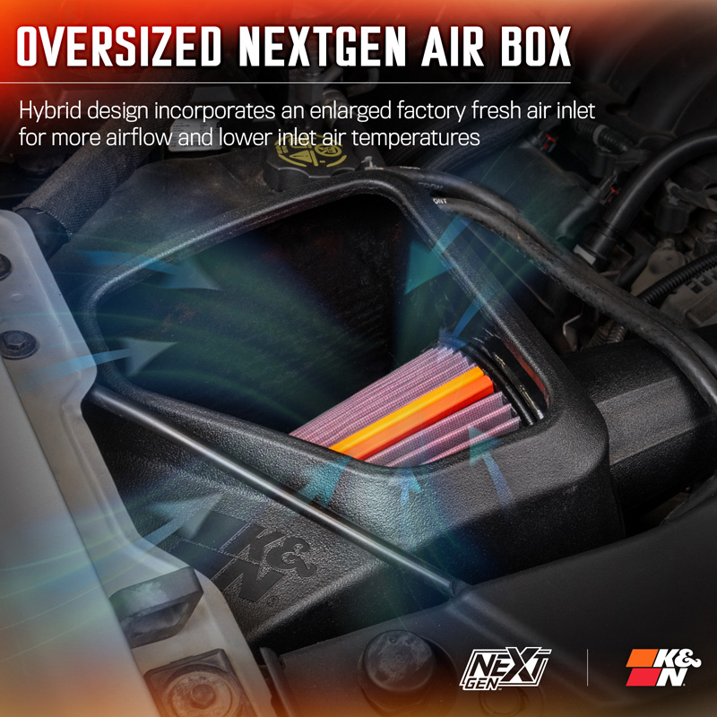 K&N NextGen d'admission d'air froid  sur mesure pour Cadillac/Chevrolet /GMC 5.3L/6.2L V8 2014-2020 (50-3082)