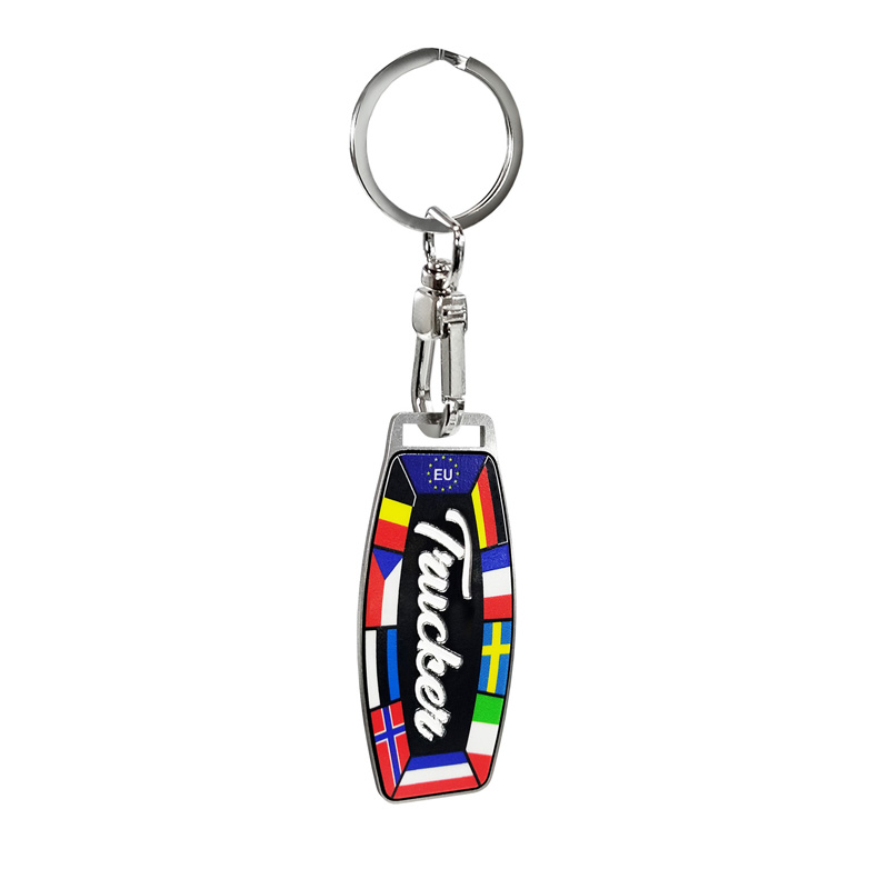 Porte-clés en acier inoxydable - Trucker/Flags