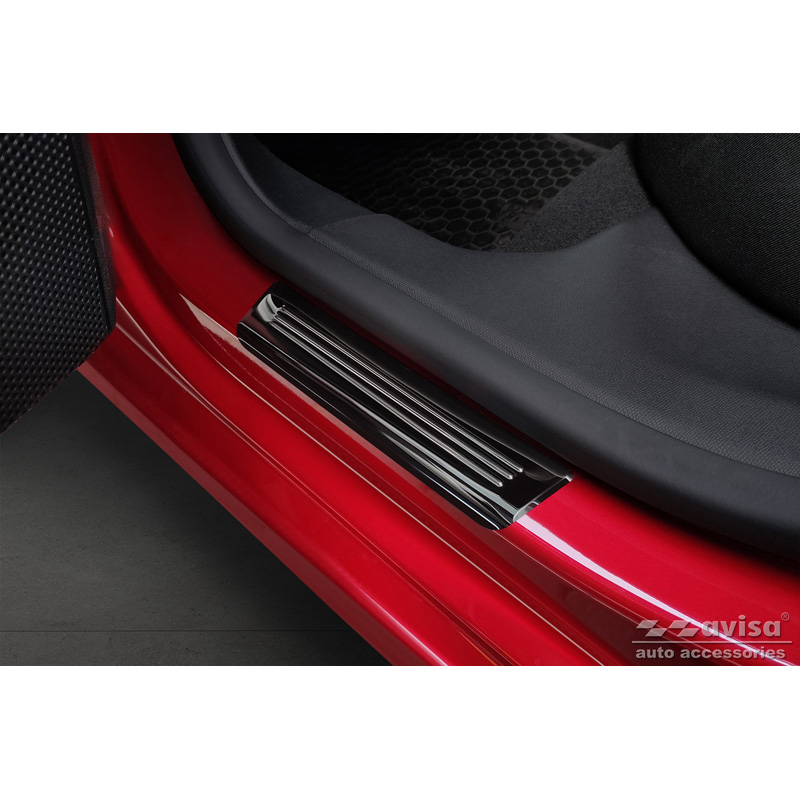 Seuils de portes inoxydable noir luisant sur mesure pour Opel Astra (L) Hatchback 2021- & Opel Astra (L) Sports Tourer 2021- 'Hybrid' - 4-pièces