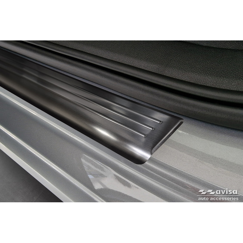 Seuils de portes inoxydable noir sur mesure pour Volkswagen Passat Variant (CJ5) incl. R-Line & Hybrid 2024- / Skoda Superb IV Combi 2024- - 'Lines' - 4-pièces