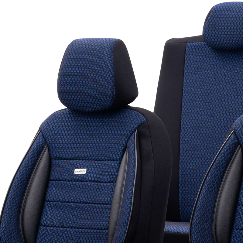 Housse de sièges universel en textile 'SelectedFit Sports' Noir/Bleu - 11-pièces - adapté aux Side-Airbags