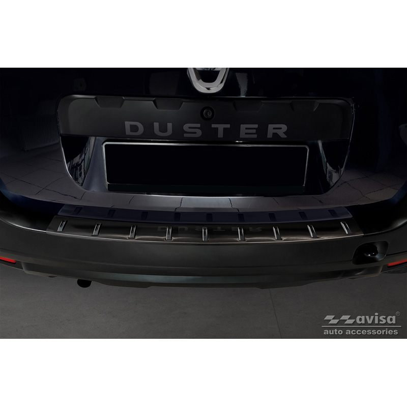 Protection de seuil arrière inox noir sur mesure pour Dacia Duster 2010-2013 & Facelift 2013-2017 'STRONG EDITION'