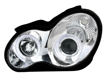 Phares Mercedes W203 Angel Eyes chrome