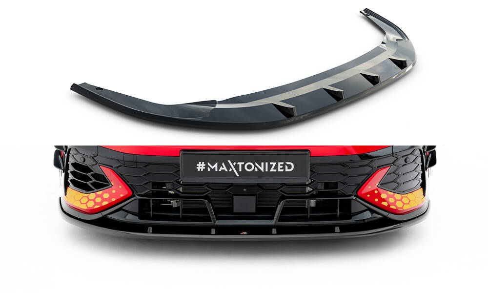 Voorspoiler V.2 Volkswagen Golf GTI Clubsport MK8 Facelift Maxton Glanzend zwart