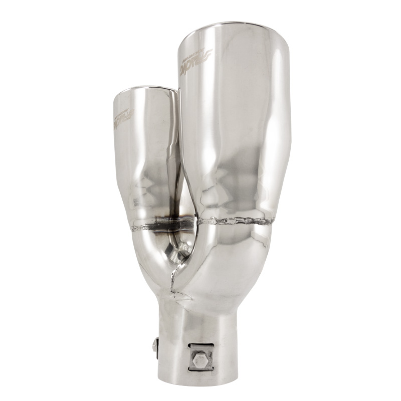 Simoni Racing Embout d'Échappement Ovale Double/Oblique Inox - 167x67xL220mm - Montage 37->57mm - à droite