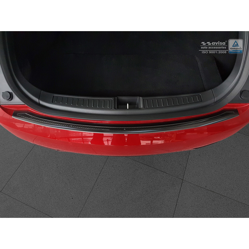 Protection de seuil arrière inox 'Deluxe' sur mesure pour Tesla Model S 2012-2016 & Facelift 2016- Noir/Carboné noir