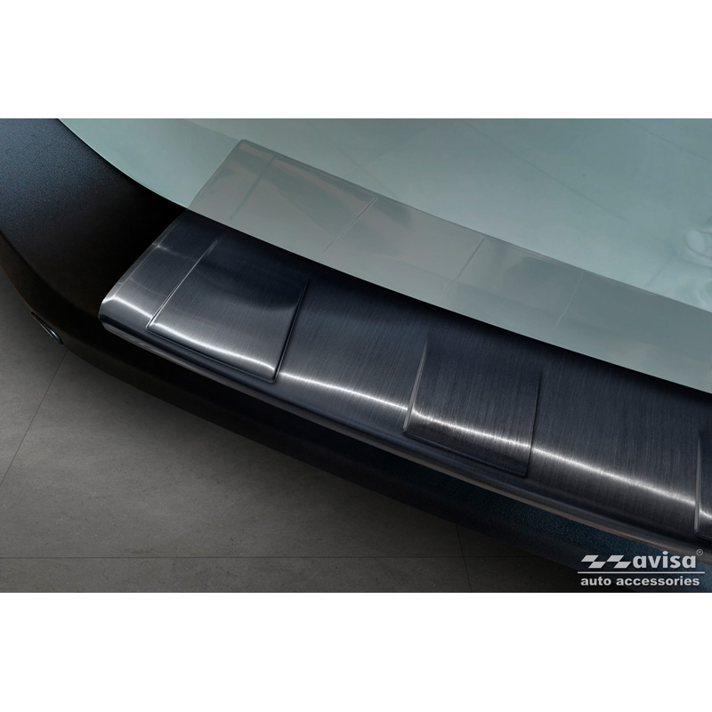 Protection de seuil arrière inox noir sur mesure pour Ford Tourneo Courier II / Transit Courier II 2023- 'Ribs'