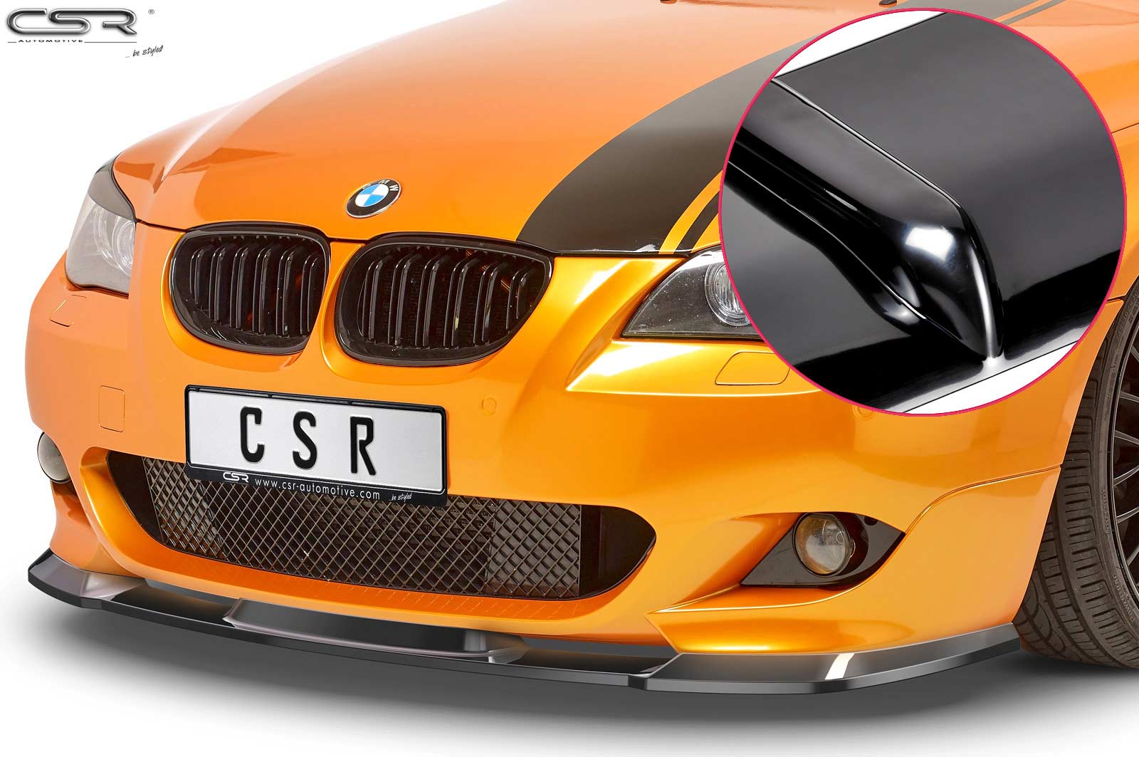 Voorspoiler BMW 5er E60/E61 M-pakket CSR Zwart Gelakt