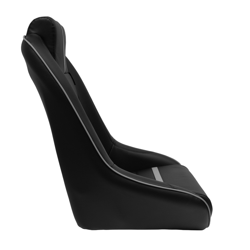 Siège baquet 'Classic RS' - Simili Cuir Noir/Gris - Dossier fixe + Appuie-tête intégré - incl. glissières