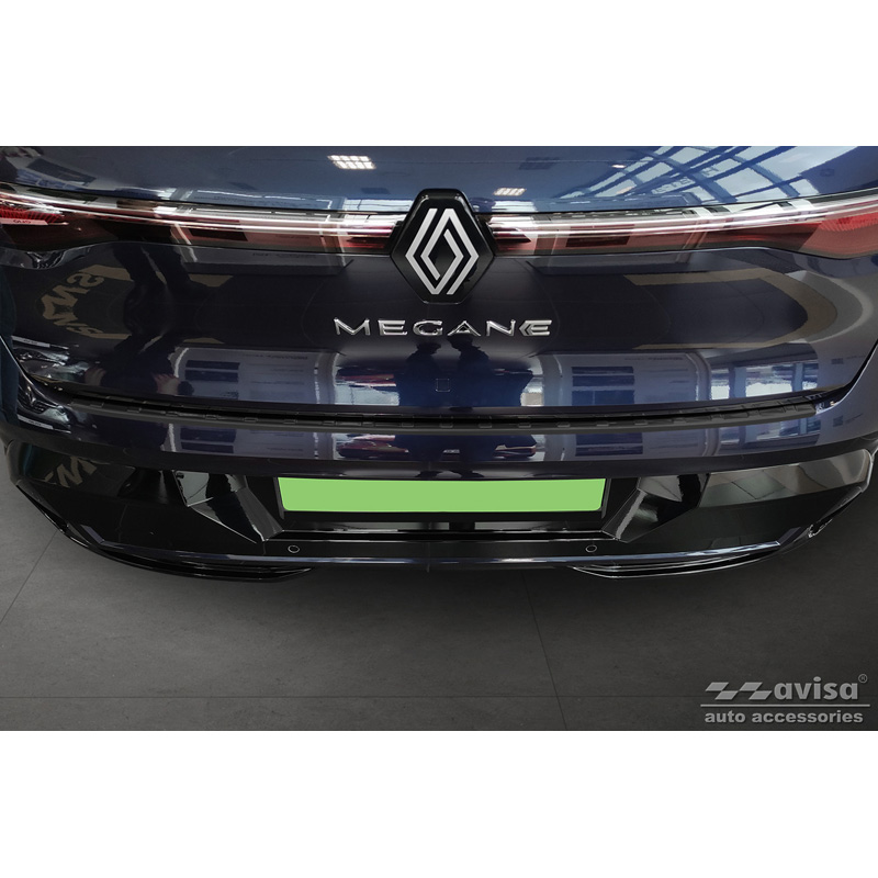 Protection de seuil arrière inox noir sur mesure pour Renault Megane E-Tech 2022- 'Ribs'