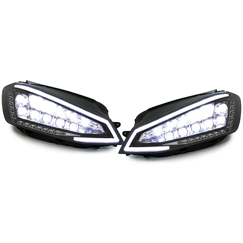Set de Phares Full-LED incl. DRL sur mesure pour Volkswagen Golf VII 2012-2017 - Noir - incl. Moteur de Réglage