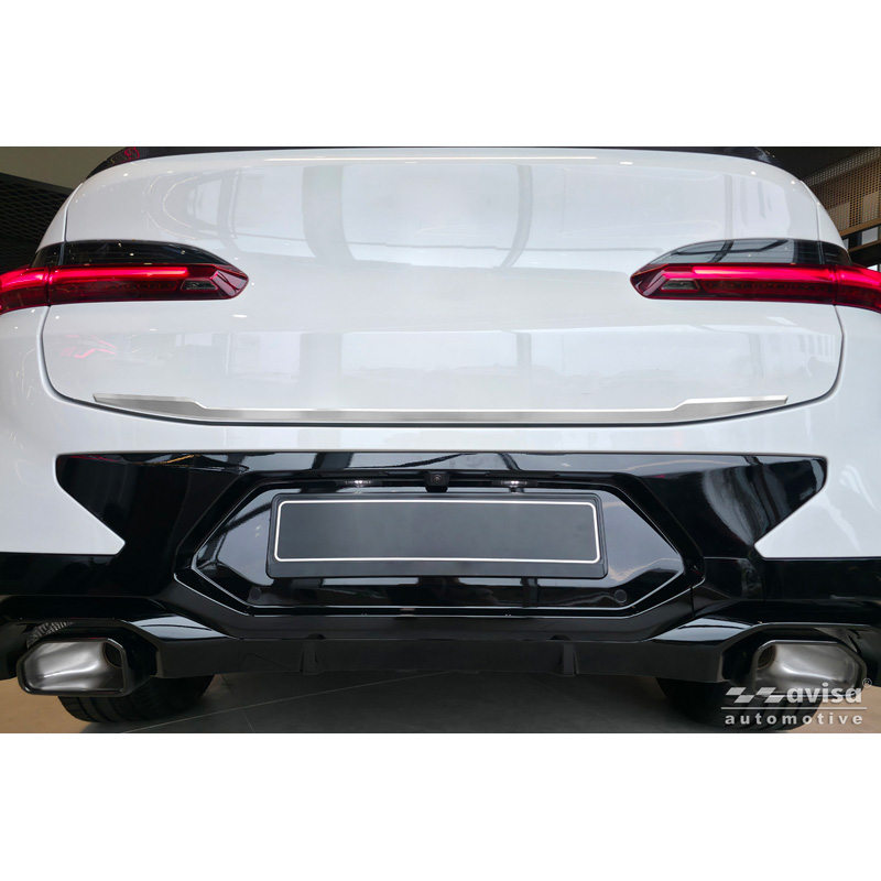 Avisa Revêtement d'habillage du hayon du coffre inox brossé sur mesure pour BMW X4 II (G02) M-Sport Facelift 2021-