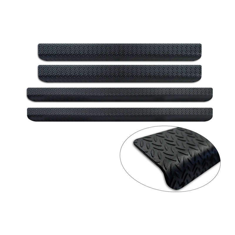 Seuils de portes aluminium 'Riffled Plate' sur mesure pour Volkswagen Multivan T7 2021- - 4-pièces - Noir