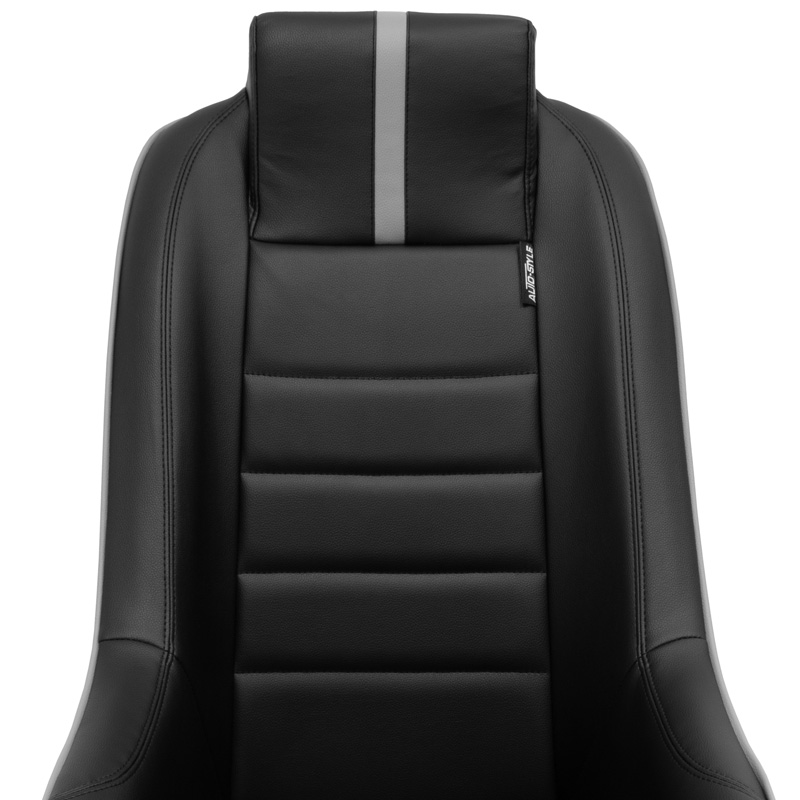 Siège baquet 'Classic RS' - Simili Cuir Noir/Gris - Dossier fixe + Appuie-tête intégré - incl. glissières
