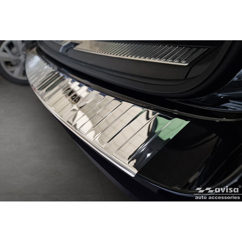 Protection de seuil arrière inox Chrome sur mesure pour Skoda Superb Combi 2015-2019 incl. Facelift 2019-2024 & Scout 'Ribs'