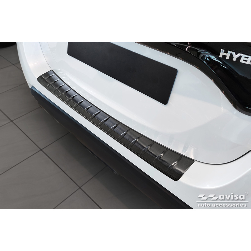 Protection de seuil arrière inox noir sur mesure pour Mazda 2 Hybrid 2022- 'Ribs'