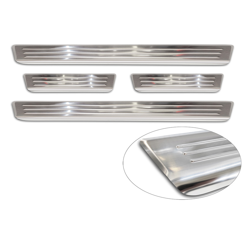 Seuils de portes inoxydable sur mesure pour Volkswagen ID.4 2020 - 'Lines' - 4-pièces