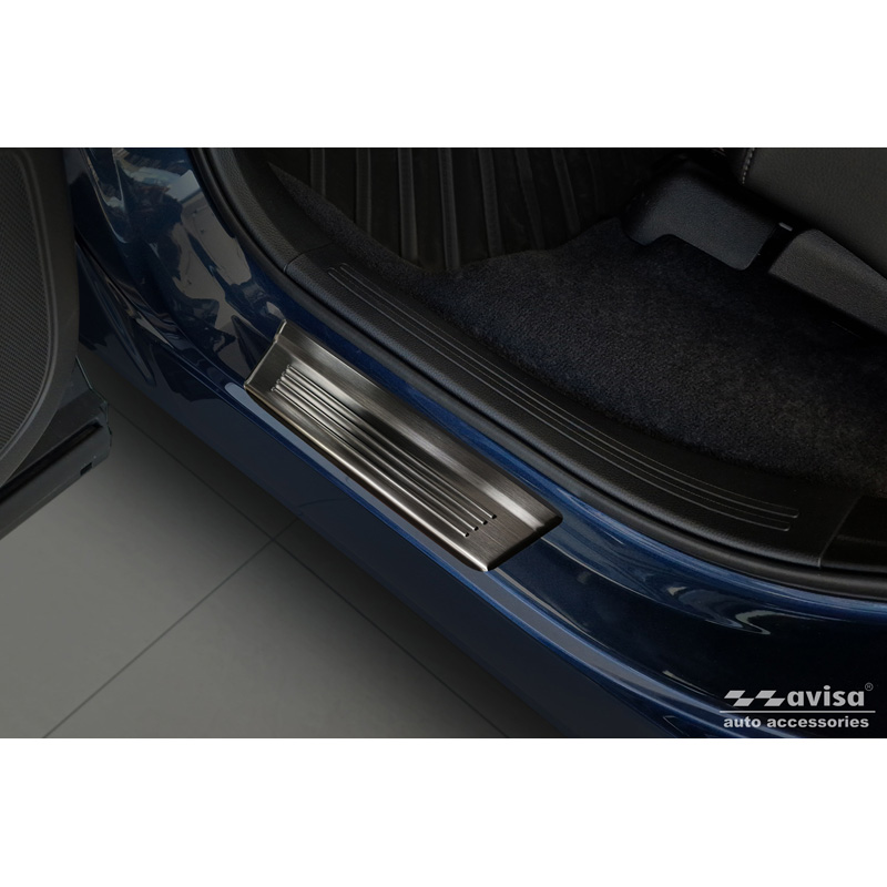 Seuils de portes inoxydable noir sur mesure pour Honda CR-V VI (RS_) 2023- - 'Lines' - 4-pièces