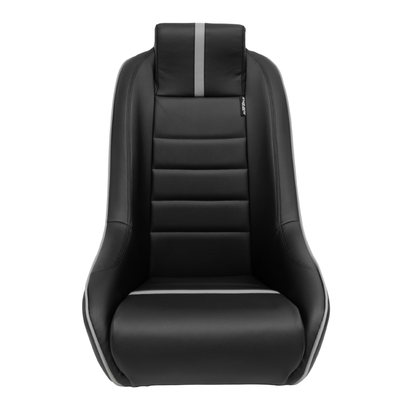 Siège baquet 'Classic RS' - Simili Cuir Noir/Gris - Dossier fixe + Appuie-tête intégré - incl. glissières