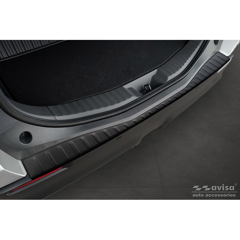 Protection de seuil arrière inox noir mat sur mesure pour Toyota bZ4X 2021- & Subaru Solterra 2022- 'Ribs'