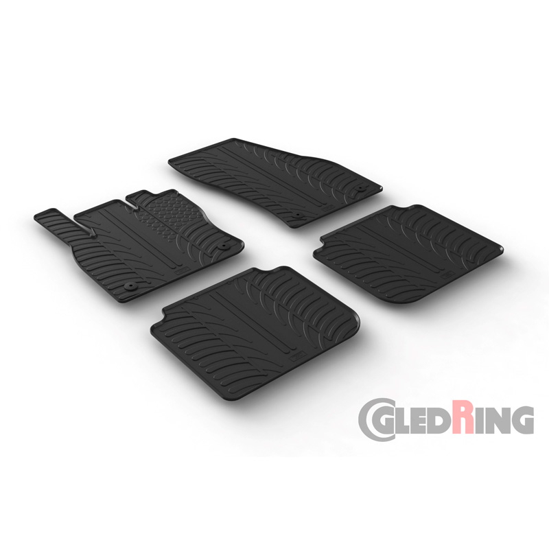 Set tapis de caoutchouc sur mesure pour Skoda Kodiaq 2017-2024 (T profil 4-pièces + clips de montage)