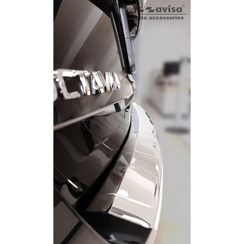 Protection de seuil arrière inox Chrome sur mesure pour Skoda Octavia IV Kombi 2020-2024 & FL 2024- Incl. RS 'Ribs'