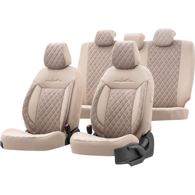 Housse de sièges universel en velours/textile 'Comfortline VIP' Crème - 11-pièces - adapté aux Side-Airbags