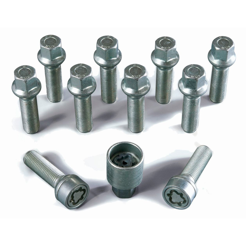 Jeu de Boulons de roue H&R sphérique R14 M14x1.50 - Longueur 43mm - 10 pièces (sur mesure pour p.e. VAG) - antivol de roue inclus