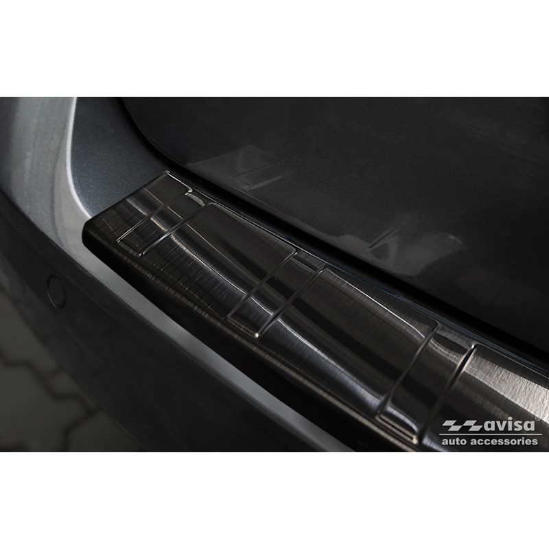Protection de seuil arrière inox noir sur mesure pour Volkswagen Caddy V 2020- 'Ribs'