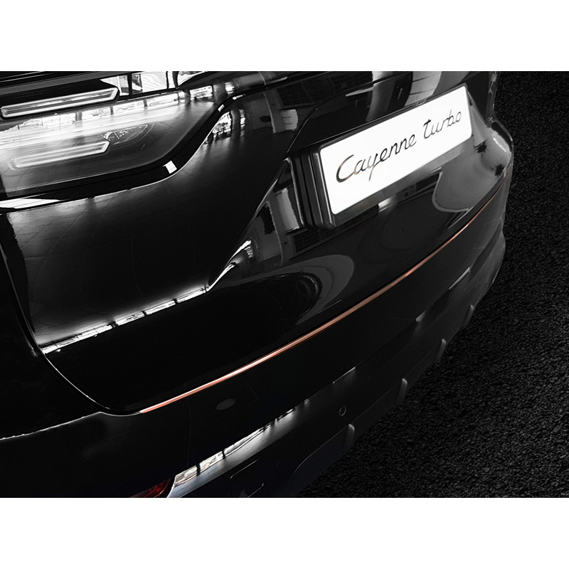 Protection de seuil arrière inox 'Deluxe' sur mesure pour Porsche Cayenne III 2017- 'Performance' Cuivre Brossé/Carbone Cuivre