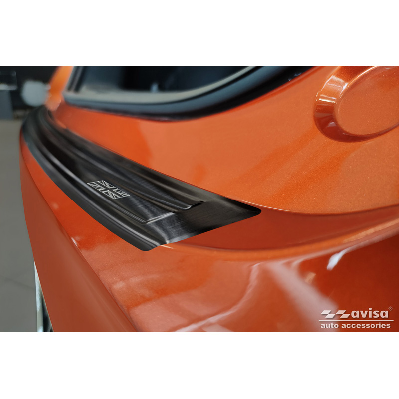 Protection de seuil arrière inox noir sur mesure pour MG ZS FL 2019-2024 'British Flag'