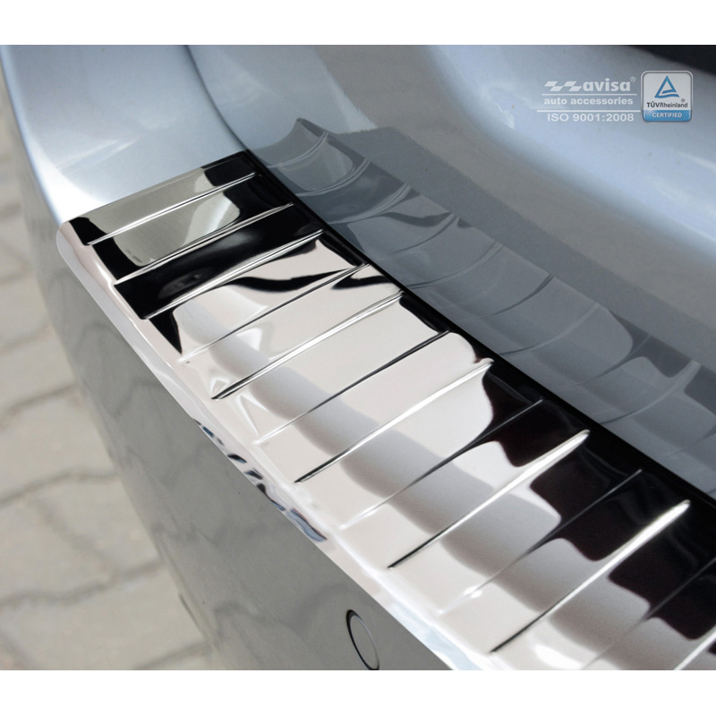 Protection de seuil arrière inox Chrome sur mesure pour BMW Série 5 F11 Touring (incl. Paquet M) 2010- 'Ribs'