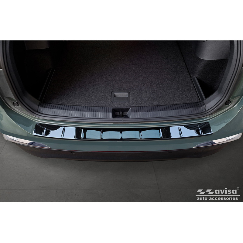 Protection de seuil arrière inox Noir-Chromé sur mesure pour Volkswagen Tiguan (CT1) 2024- 'Ribs'