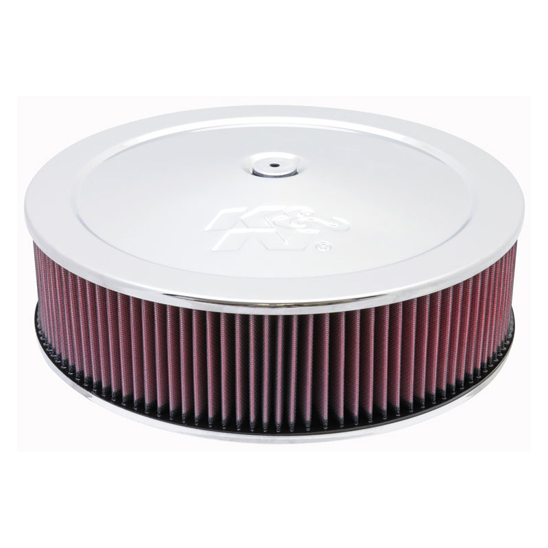 K&N Filtre à Air rond - 130mm raccord, 356mm diamètre, 105mm hauteur, 22mm drop base (60-1440)