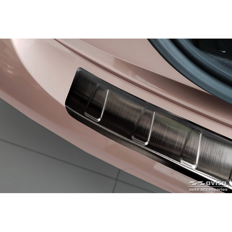Protection de seuil arrière inox noir sur mesure pour Fiat 500e Berlina, 3+1 & Cabrio 3-portes  2020- 'Ribs'