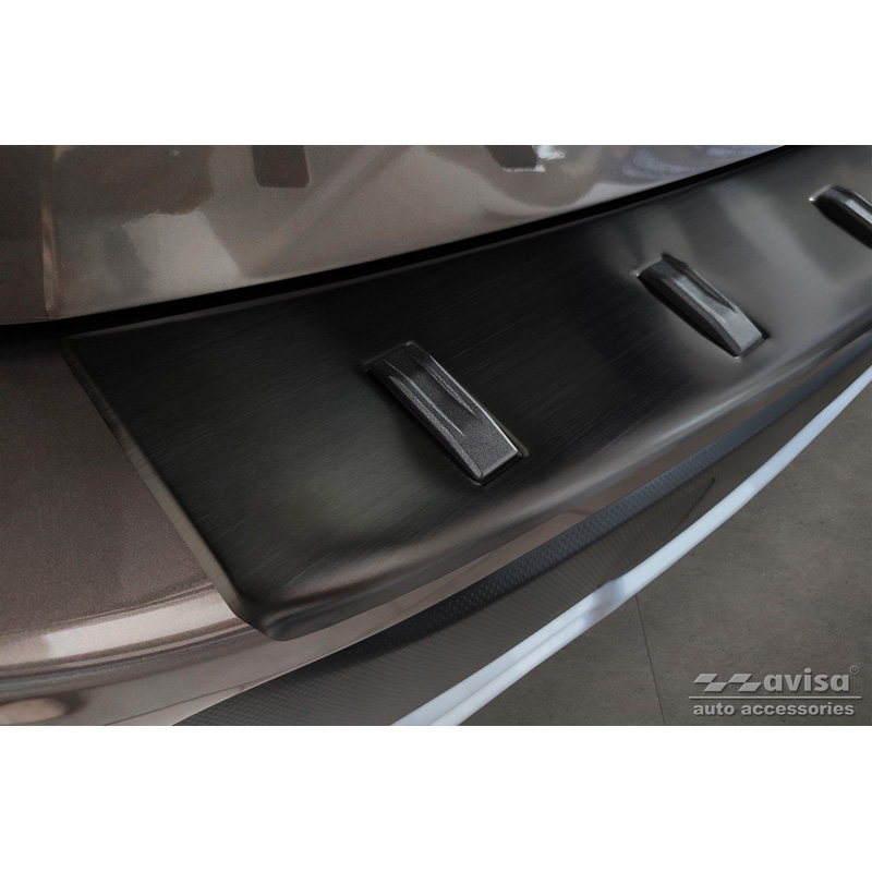 Protection de seuil arrière inox noir sur mesure pour Subaru Forester (SK) 2018-2024 'STRONG EDITION'