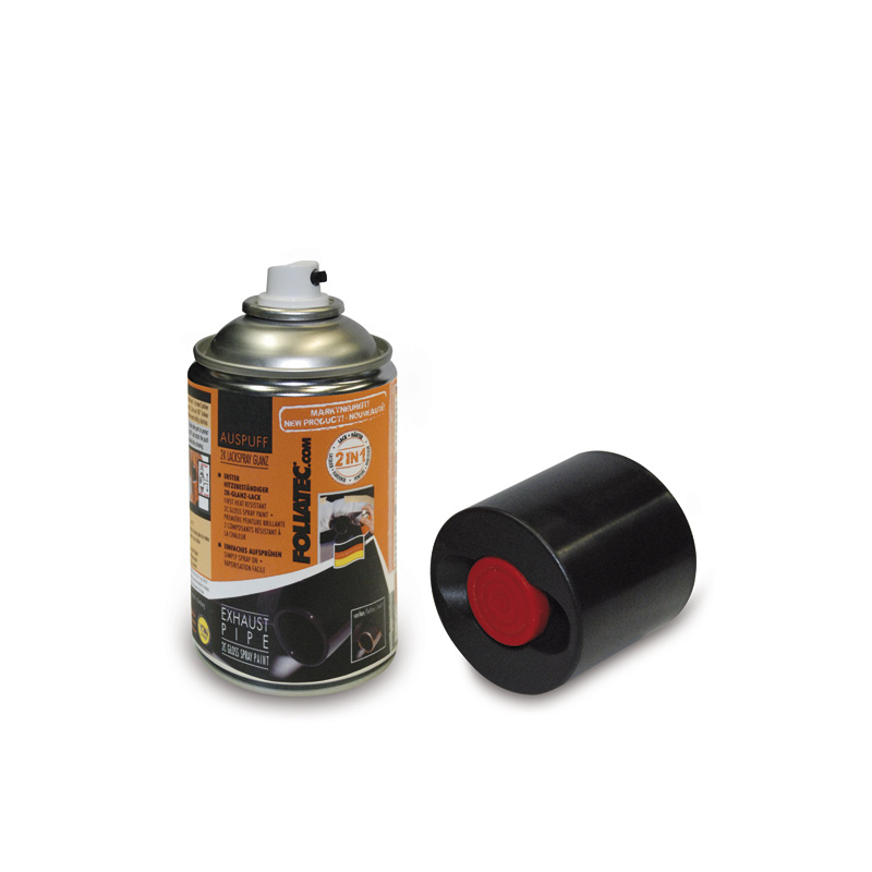 Foliatec Exhaust Pipe 2C Spray Peinture - noir brillant 1x250ml