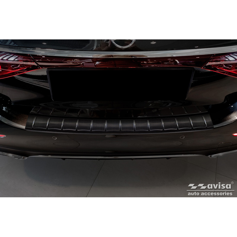 Protection de seuil arrière inox noir sur mesure pour Mercedes Classe-E W214 Sedan 2023- 'Ribs'