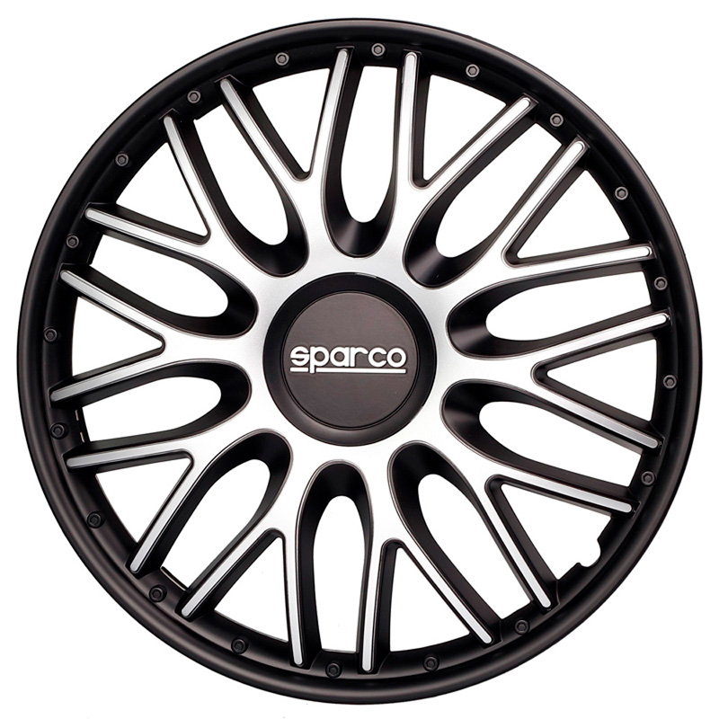 Sparco Enjoliveurs Roma - 15-pouces - Argent/Noir - Set de 4 pièces