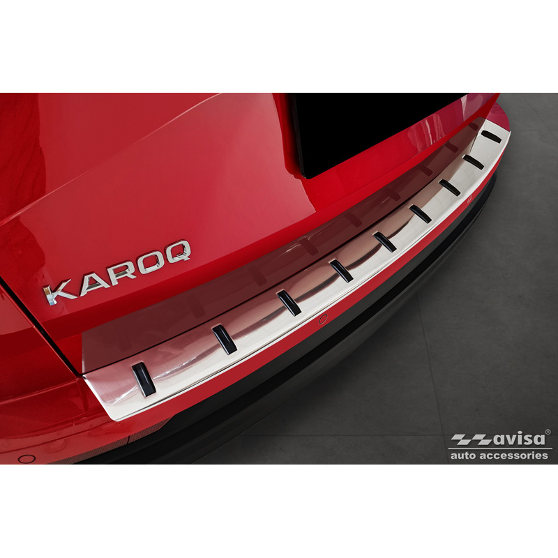 Protection de seuil arrière inox sur mesure pour Skoda Karoq (NU7) Facelift incl. Sportline 2022- 'STRONG EDITION'