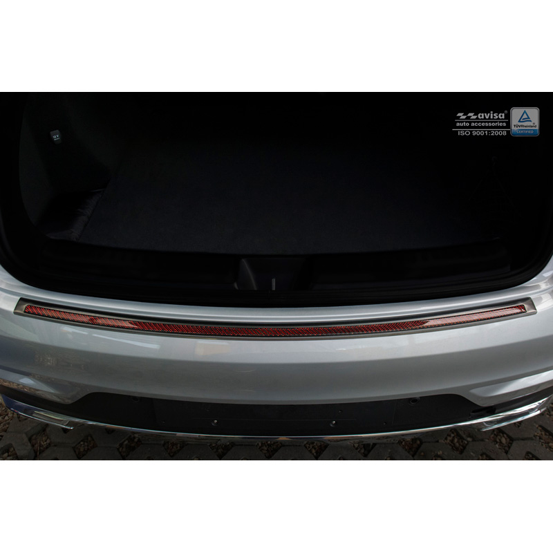 Protection de seuil arrière inox 'Deluxe' sur mesure pour Mercedes GLE Coupé 2015- Noir/Carboné noir-rouge